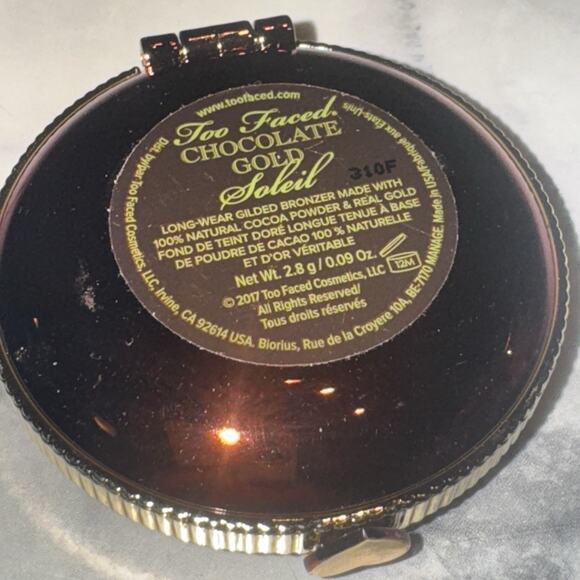 NEW Too Faced REAL Chocolate Gold Soleil Long Wear Gilded Bronzer Cocoa 2.8g - Picture 3 of 3